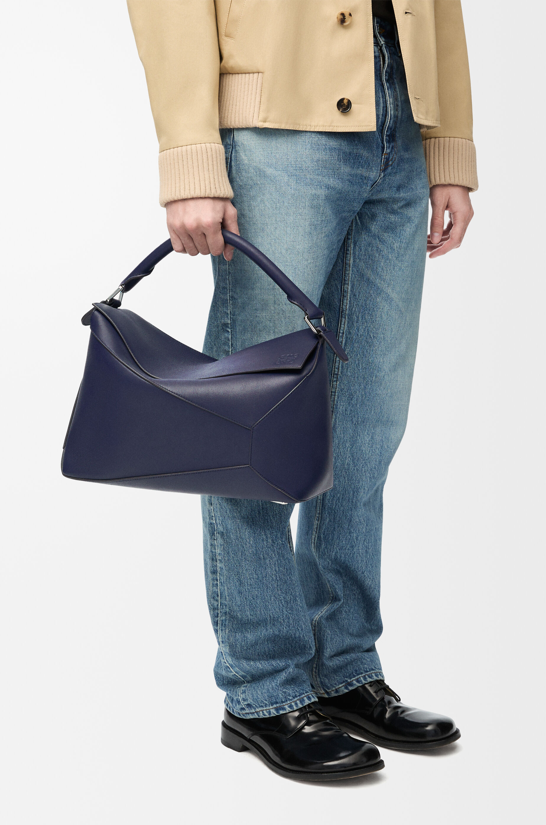 Large Puzzle Edge bag in classic calfskin Abyss Blue - LOEWE