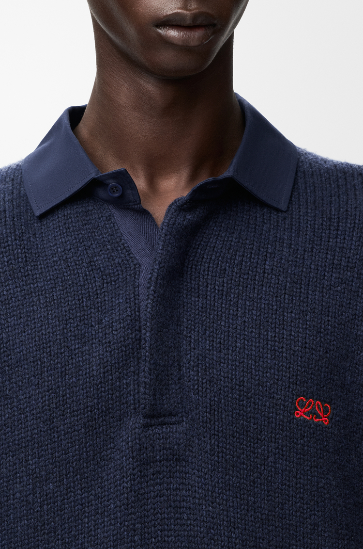 LOEWE Polo sweater in wool Navy Blue