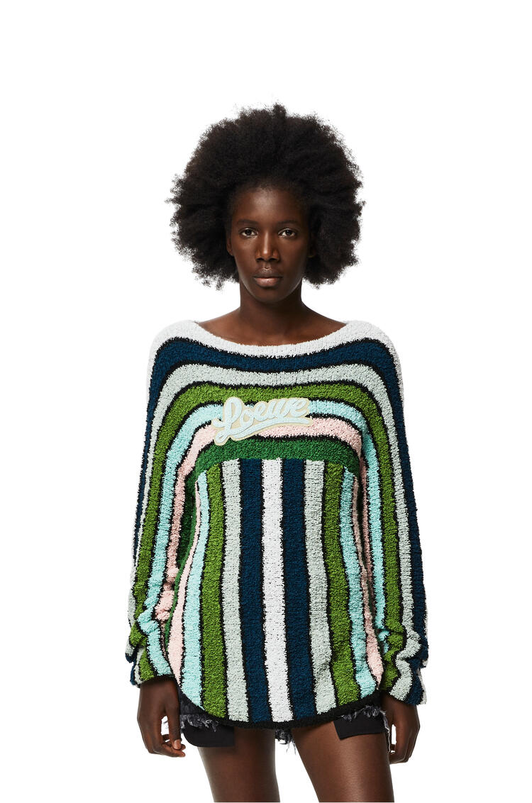 LOEWE Stripe embroidered sweater in cotton Green Multitone pdp_rd