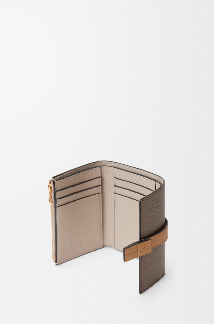 LOEWE Small vertical wallet in soft grained calfskin Taupe/Gold