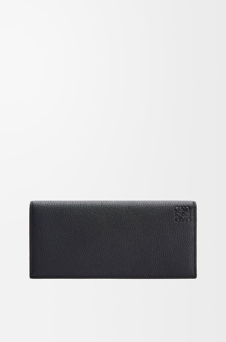 LOEWE 柔軟粒面小牛皮長版橫式錢包 黑色