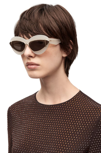 LOEWE Gafas de sol cat-eye doble en acetato y metal Marfil/Marrón plp_rd
