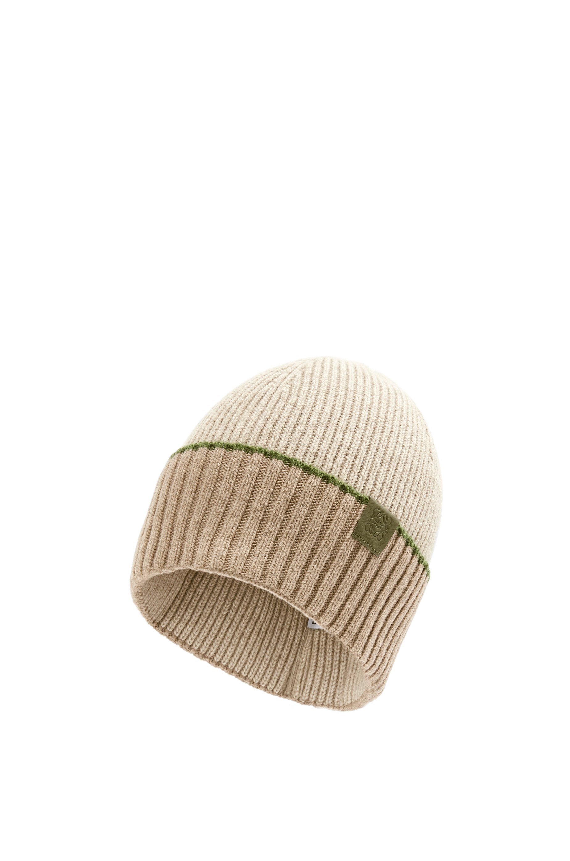 Gorro en lana Beige/Verde - LOEWE