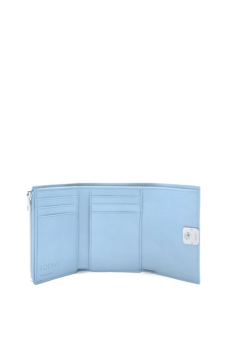 LOEWE Anagram small vertical wallet in pebble grain calfskin Dusty Blue