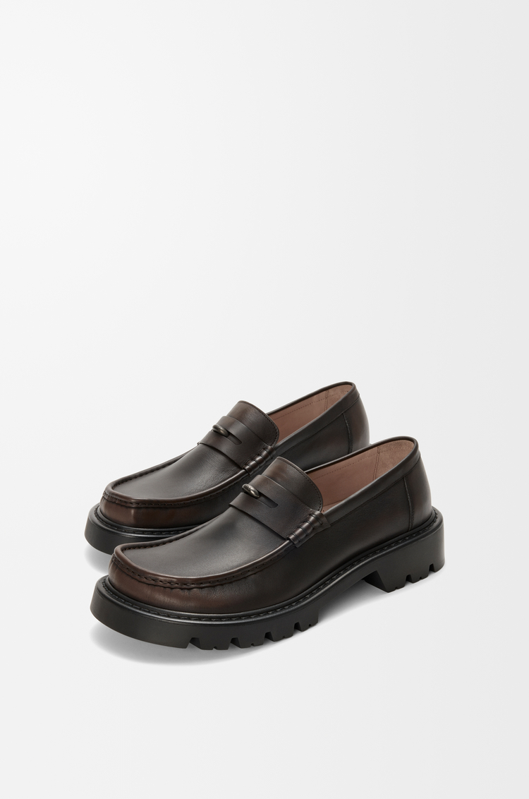 LOEWE Sierra loafer in brushed-off calfskin Dark Brown