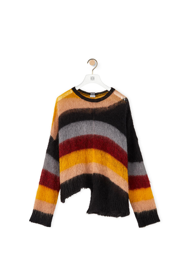 LOEWE Asymmetric stripe sweater in mohair Brown/Red pdp_rd