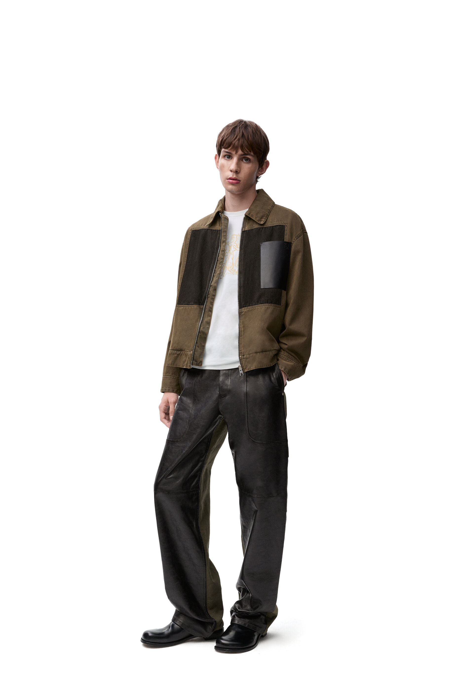 カーゴ トラウザーズ（ナパカーフ&コットン） ブラック/カーキグリーン - LOEWE