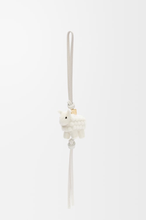 LOEWE Charm Sheep en fieltro y piel de ternera Blanco Suave
