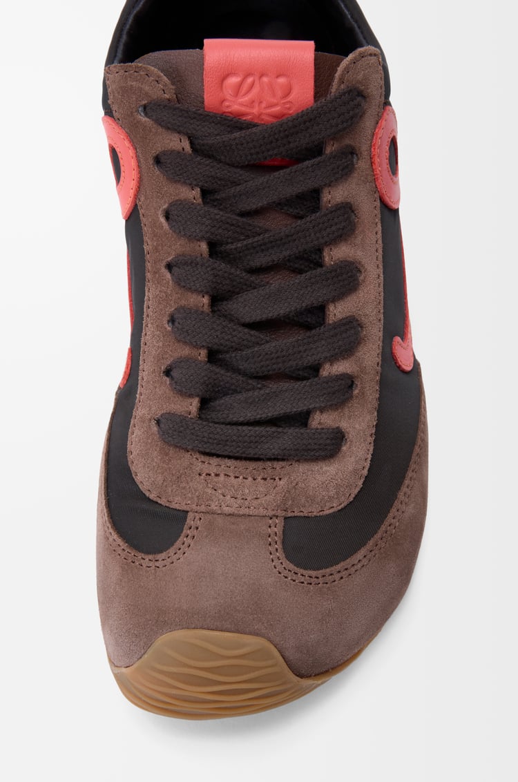 LOEWE Sneakers Ballet Runner 2.0 en nylon et cuir de veau Chocolat/Corail/Jaune