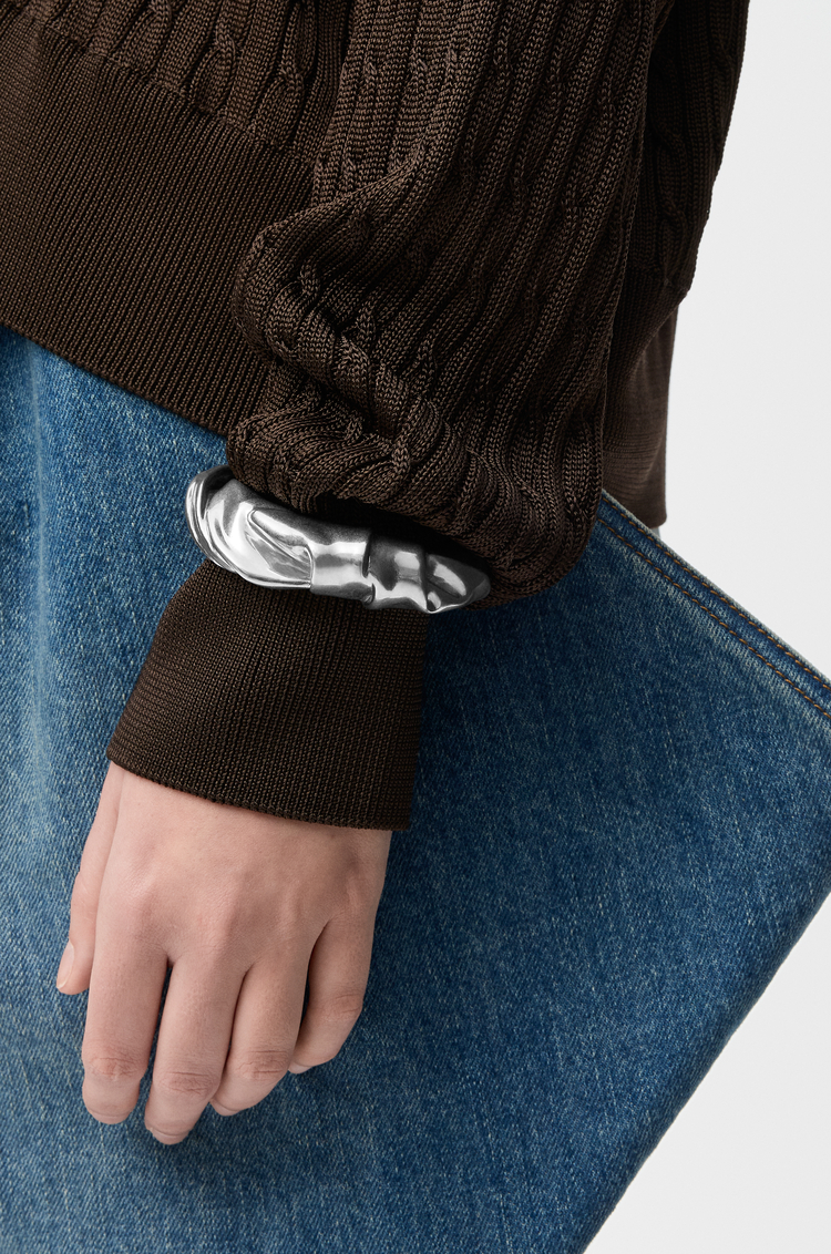 LOEWE Medium nappa twist cuff in sterling silver Silver