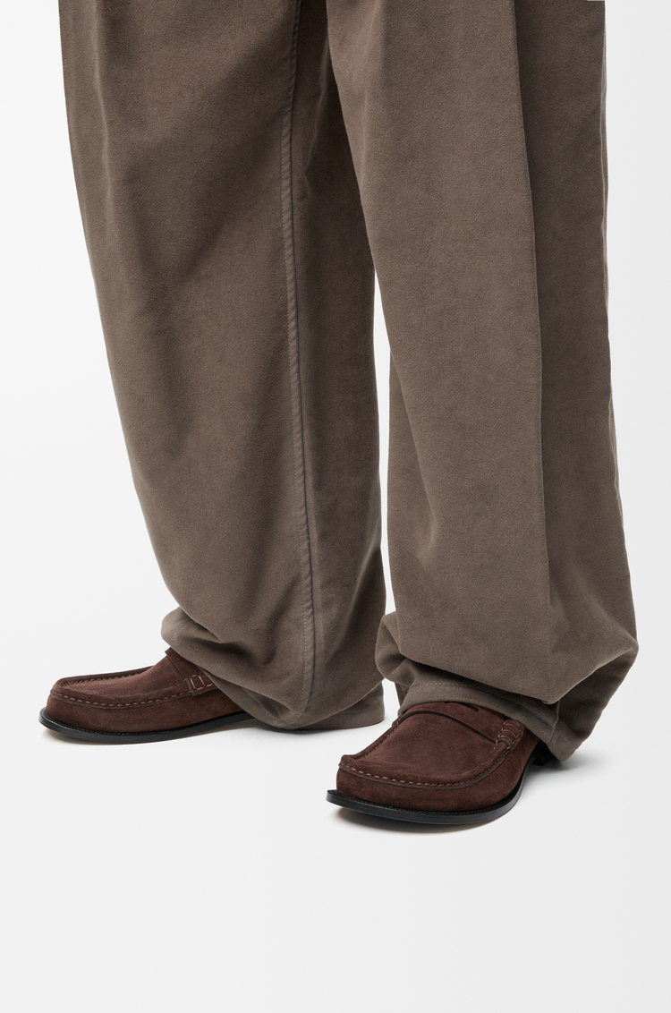 LOEWE Campo loafer in suede calfskin Dark Brown