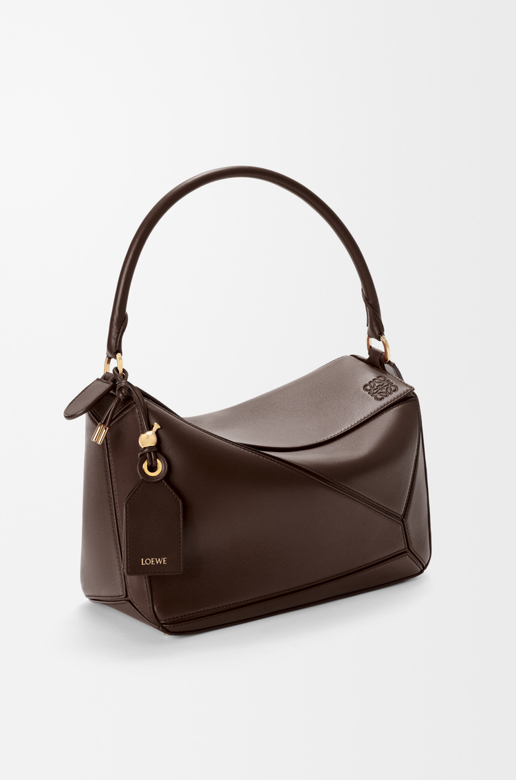 LOEWE Medium Featherlight Puzzle bag in nappa lambskin Dark Chestnut