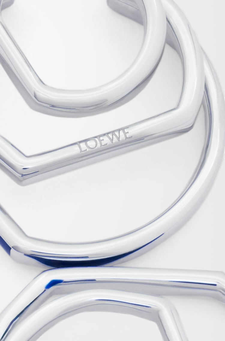 LOEWE 純銀和琺瑯層疊圓圈耳環 銀色/藍色