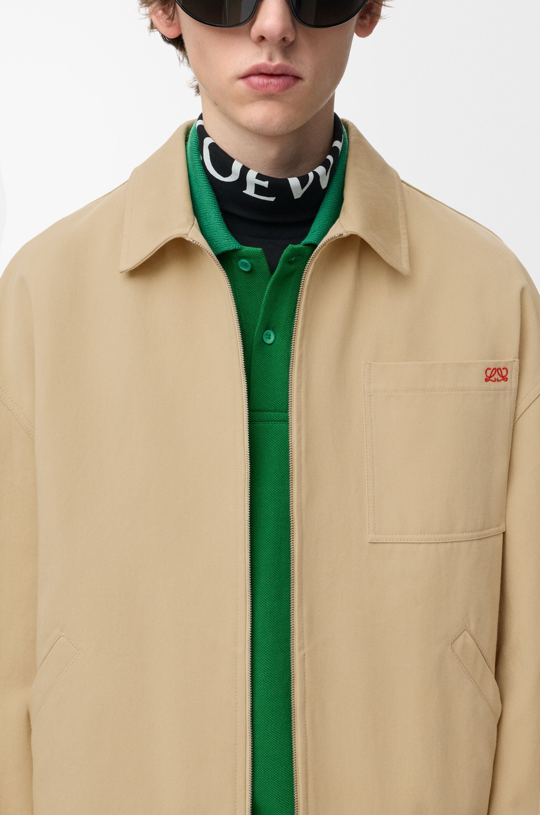 Zip-up jacket in cotton Beige - LOEWE APAC official website