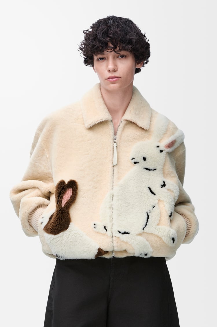 LOEWE Zip-up jacket in shearling Ivory