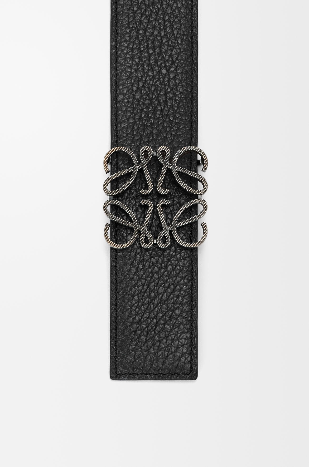 LOEWE Reversible Anagram belt in supple grained calfskin Black/Chocolate/Dark Pal