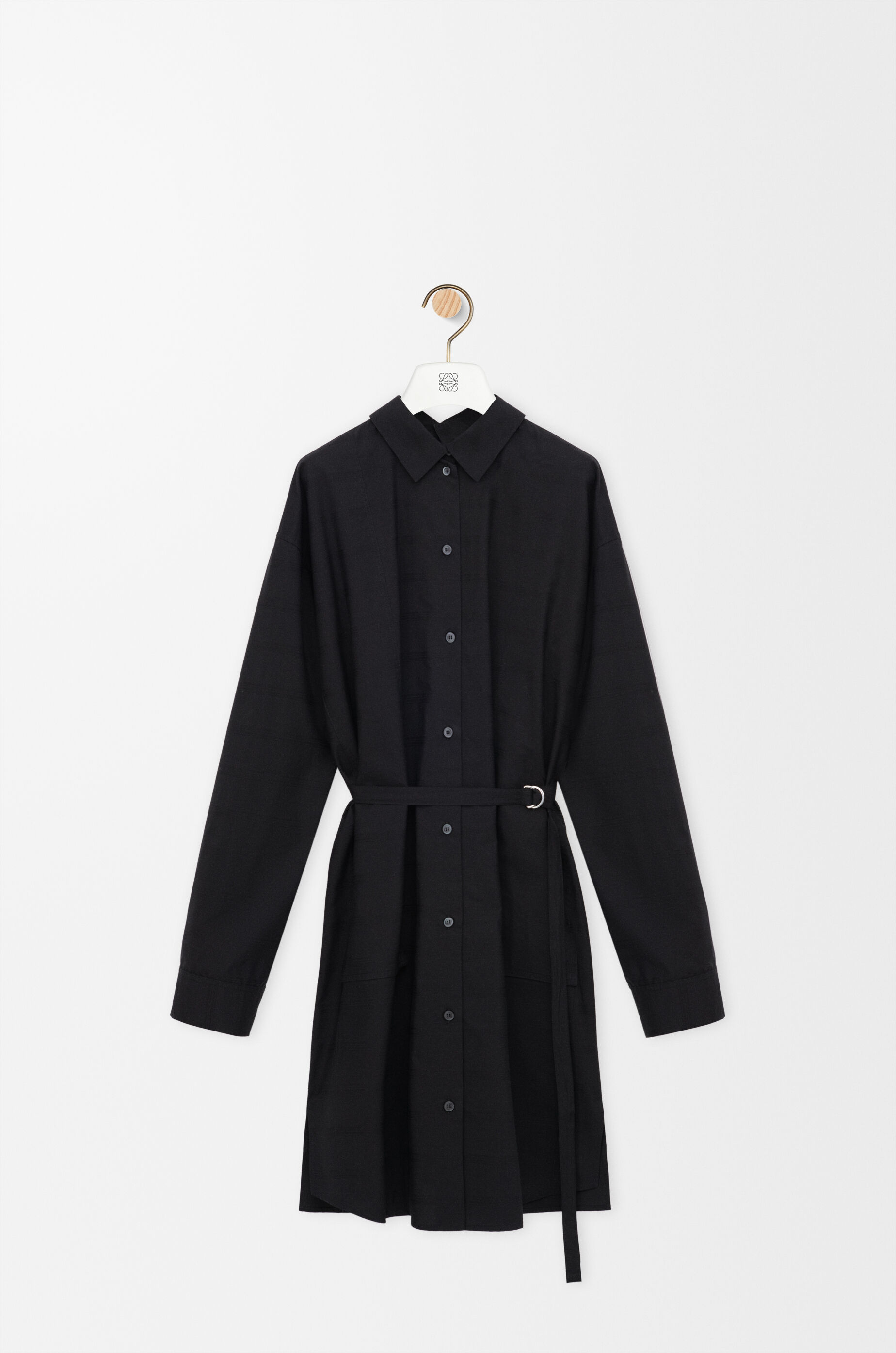 Shirt dress in silk and cotton Black - LOEWE USA Official Website