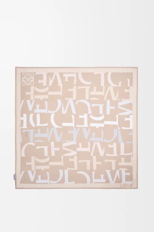 LOEWE Scarf in silk Light Beige/Beige