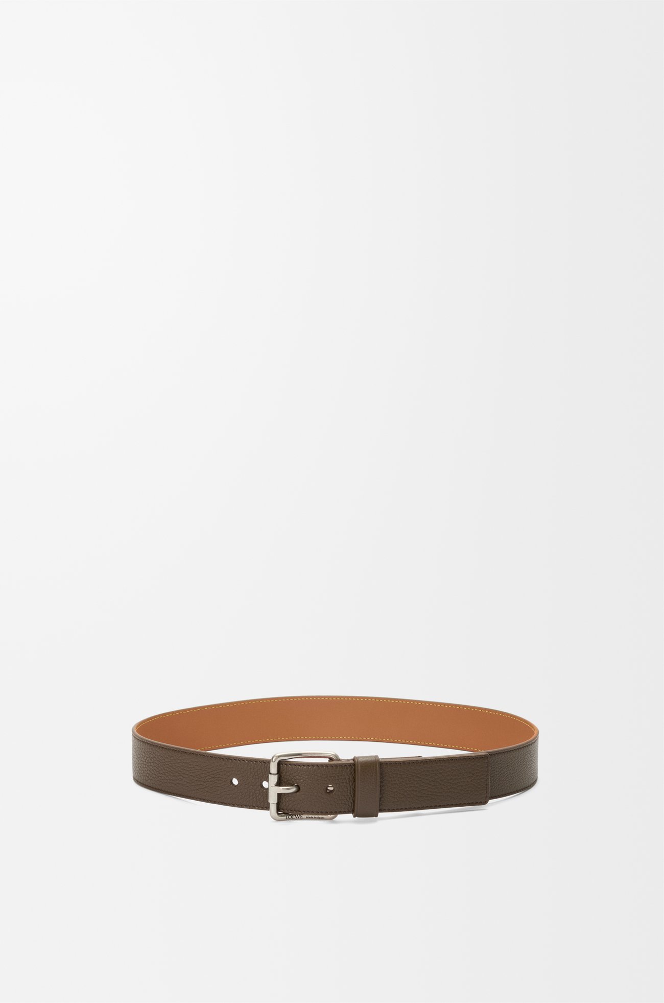 LOEWE Roller Curve belt in supple grained calfskin Tundra/Vintage Palladium