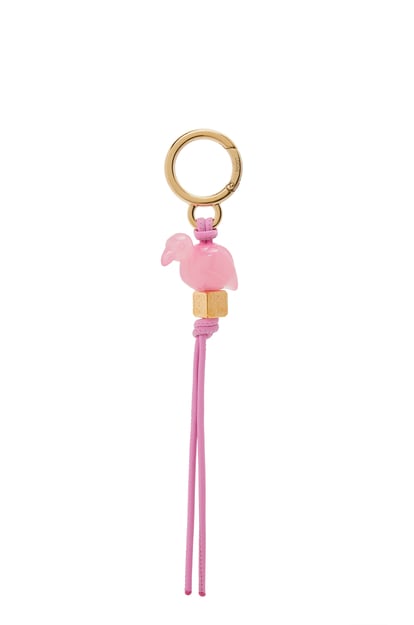 LOEWE Flamingo charm in acetate and classic calfskin Cotton Candy  plp_rd