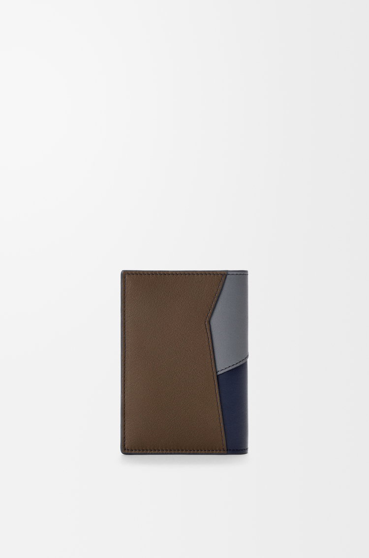 LOEWE Porte-cartes à deux volets Puzzle en cuir de veau classique Bleu Gris/Marine