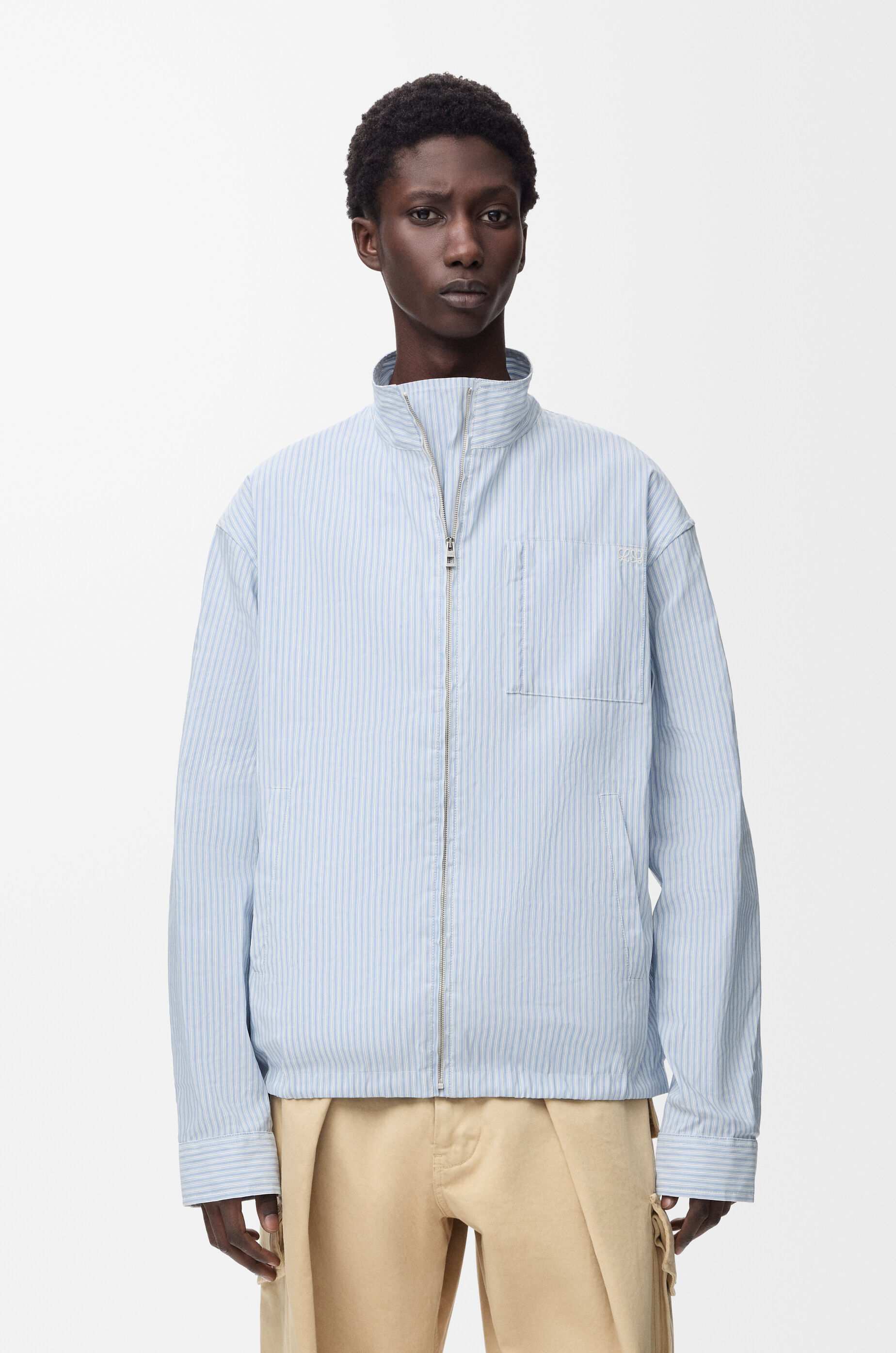 ジャケット・アウター LOEWE Linen Zip Up Saharienne Jacket 34 Zip-up jacket in technical linen White - LOEWE APAC official website