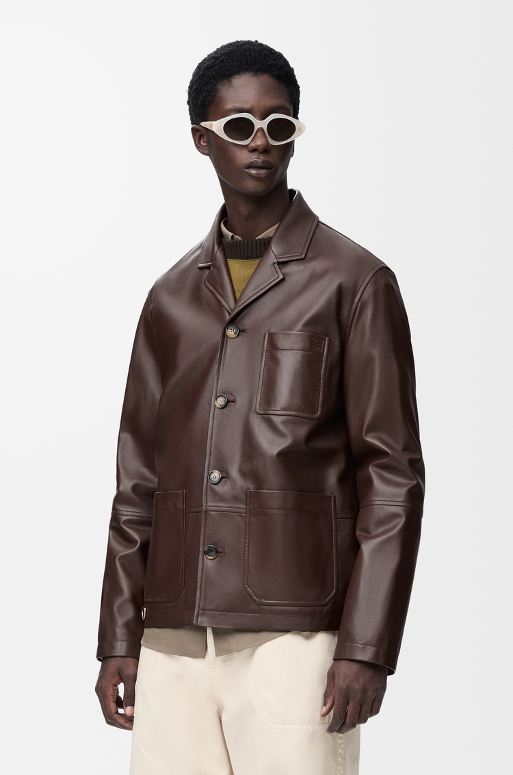 LOEWE Workwear jacket in nappa lambskin Dark Chocolate