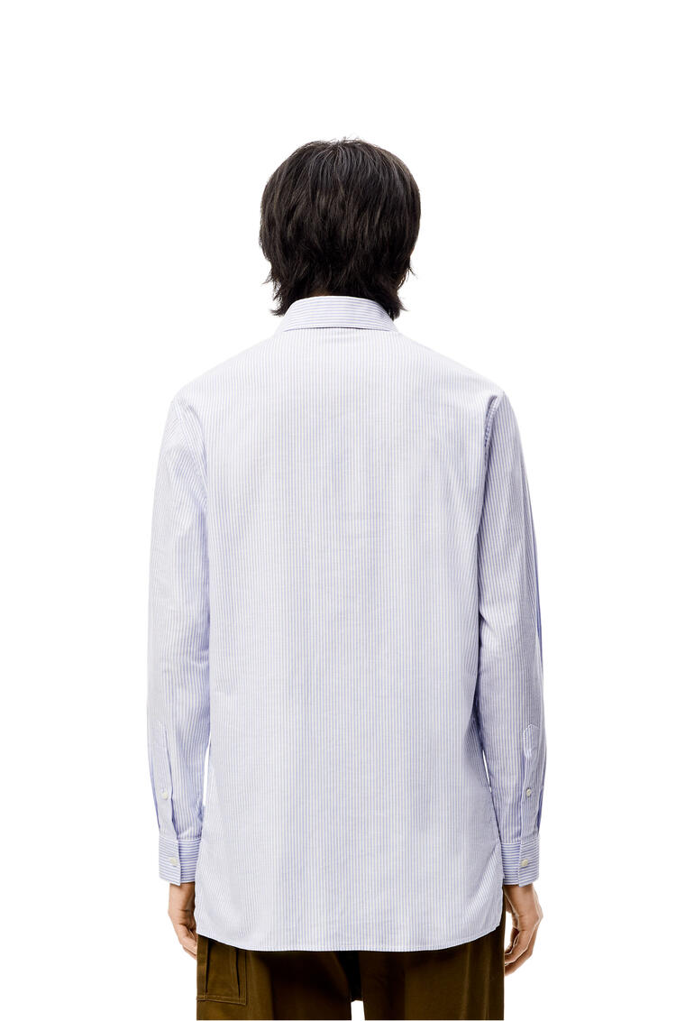 LOEWE Camisa en algodón de rayas con Anagrama Blanco/Azul pdp_rd