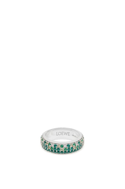 LOEWE Thin Pavé ring in sterling silver and crystals Silver/Green plp_rd
