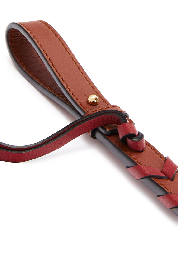 LOEWE Short braided strap in classic calfskin Dark Rust/Deep Red pdp_rd