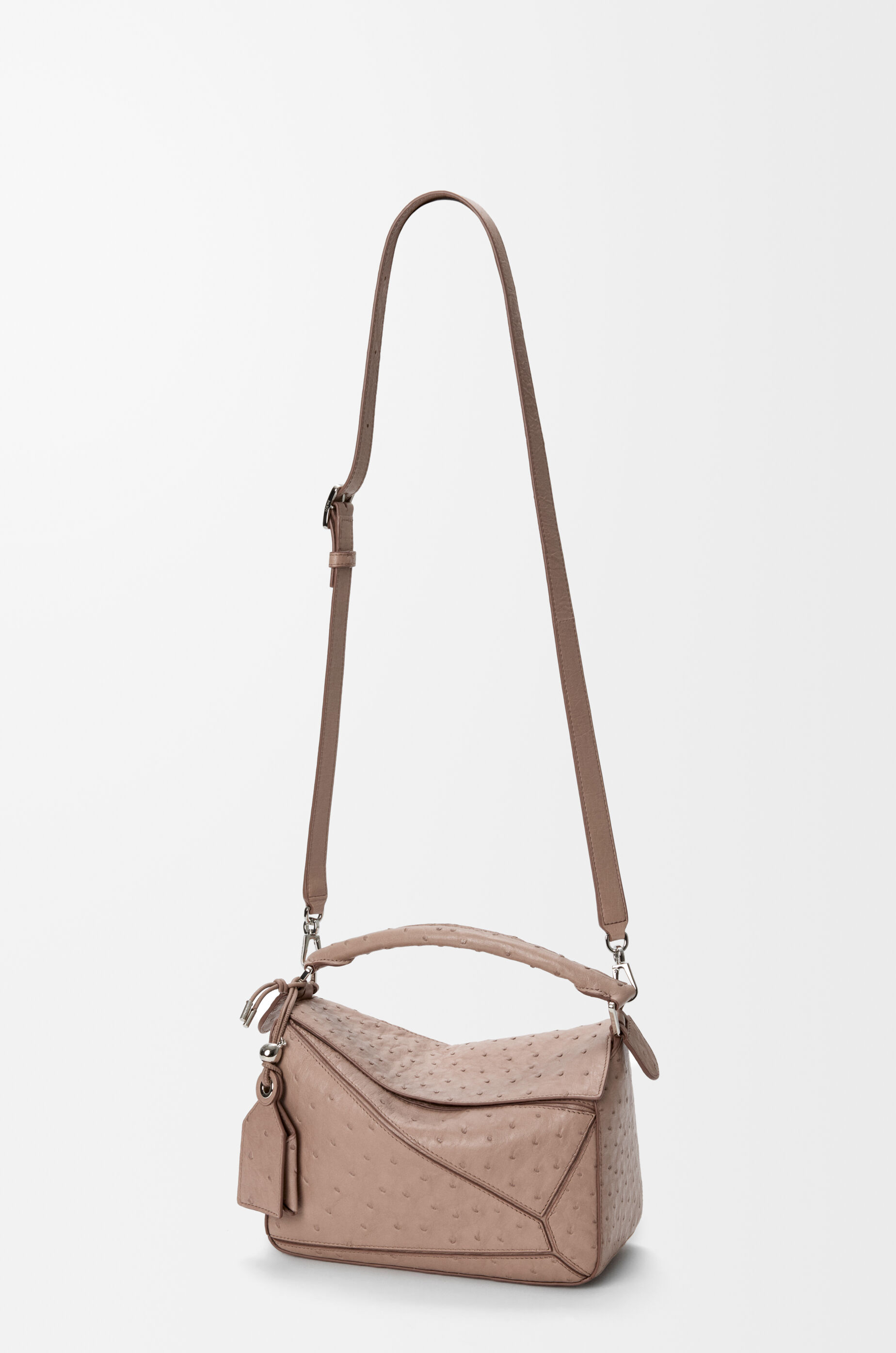 Small Featherlight Puzzle bag in ostrich Brown - LOEWE APAC