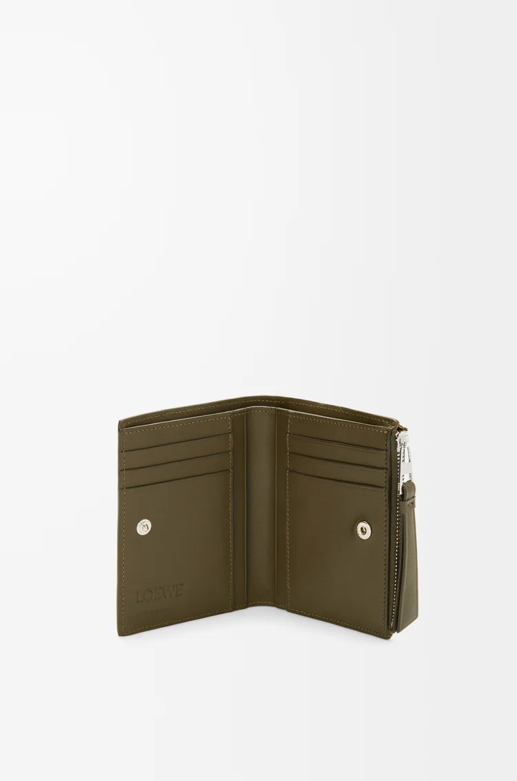 LOEWE Puzzle slim compact wallet in classic calfskin Dark Khaki
