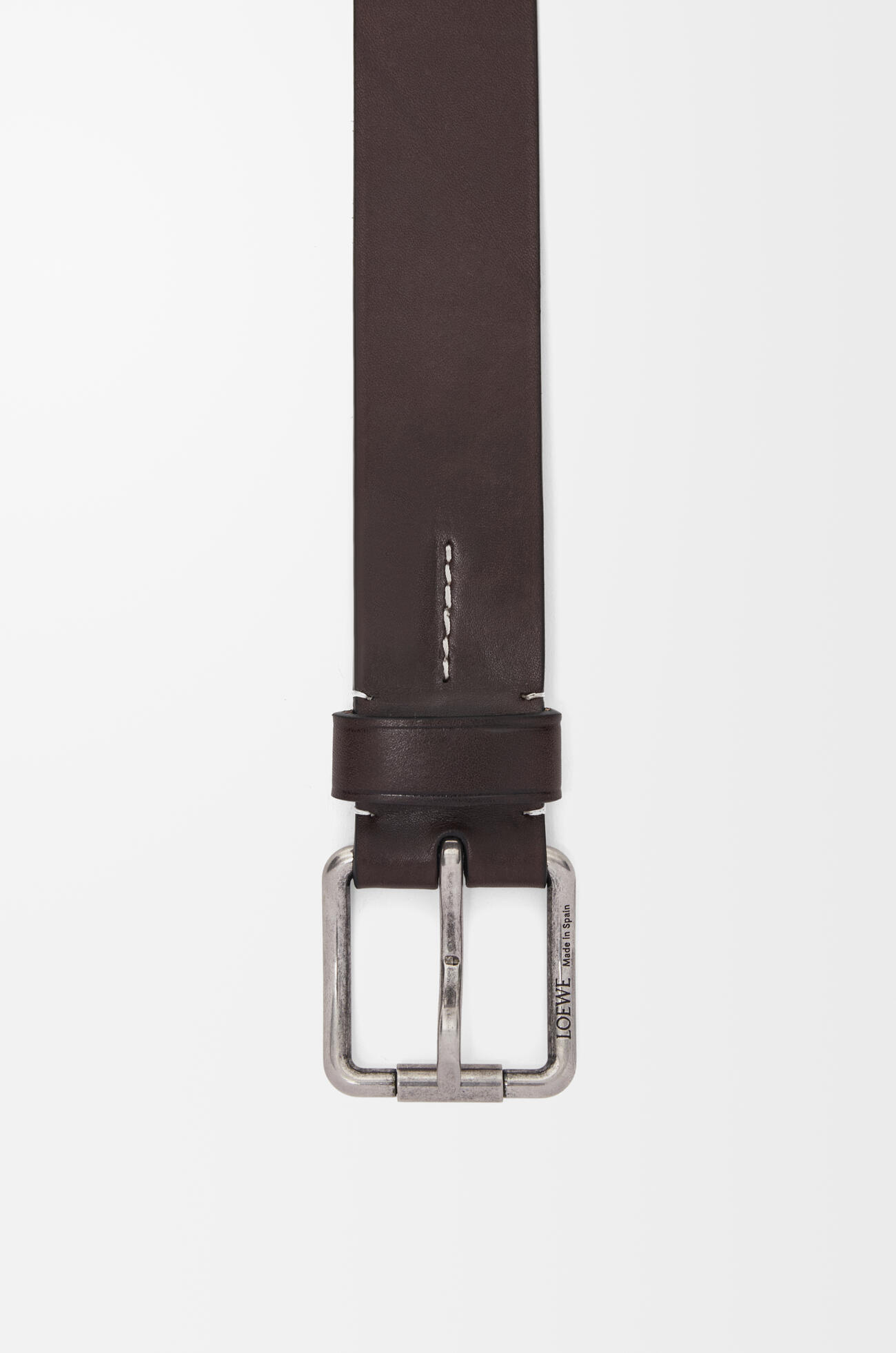 LOEWE Roller Curve belt in vegetable-tanned calfskin Dark Cigar/Vintage Palladium