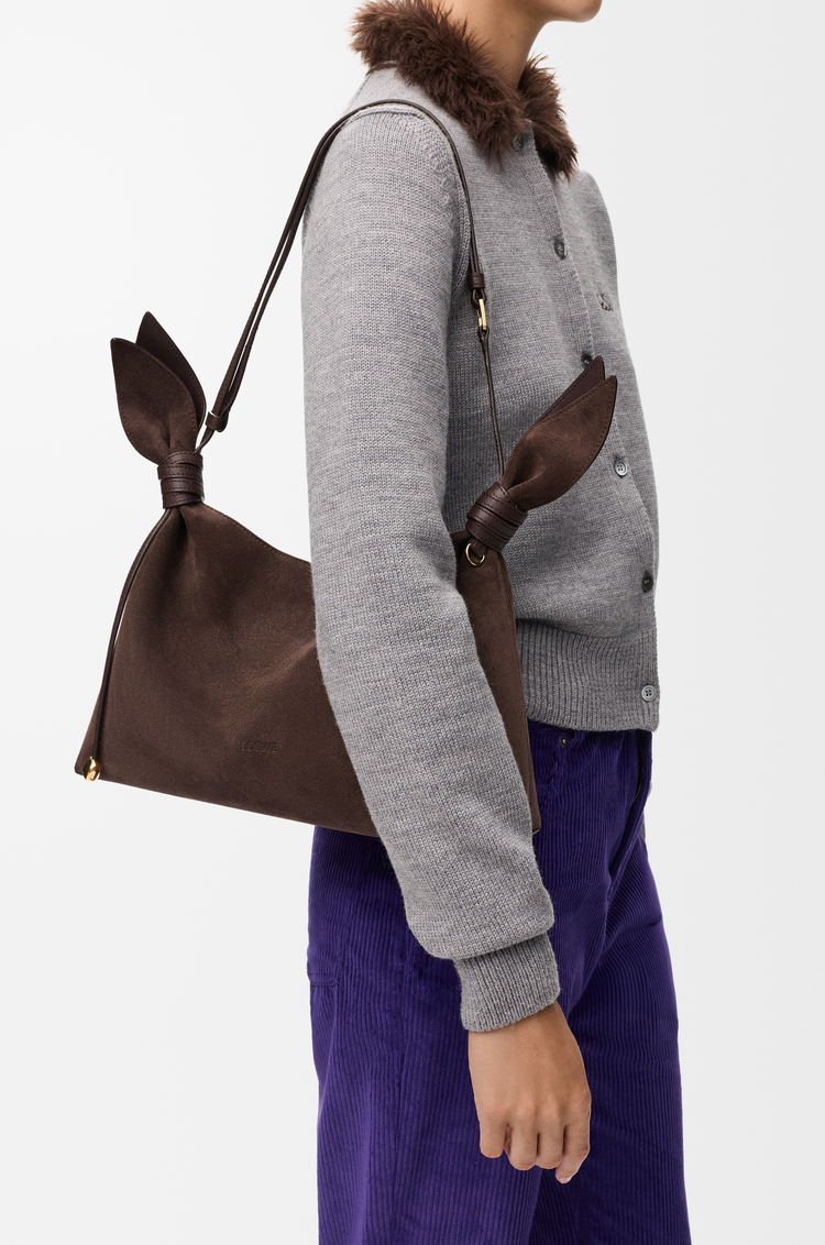 LOEWE Medium Scarf bag in suede Dark Chestnut