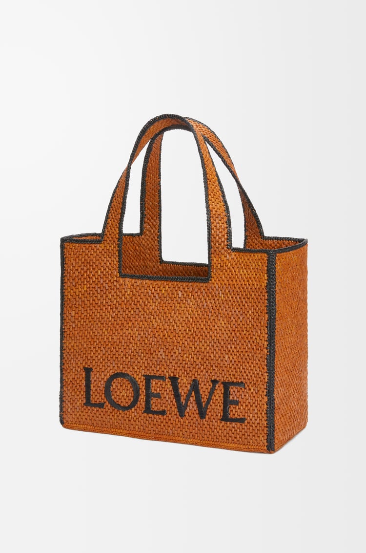 LOEWE Large LOEWE Font Tote in raffia Honey Gold