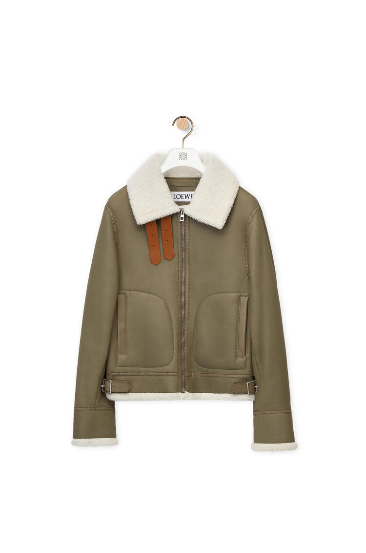 LOEWE Aviator jacket in shearling Sage/Off White