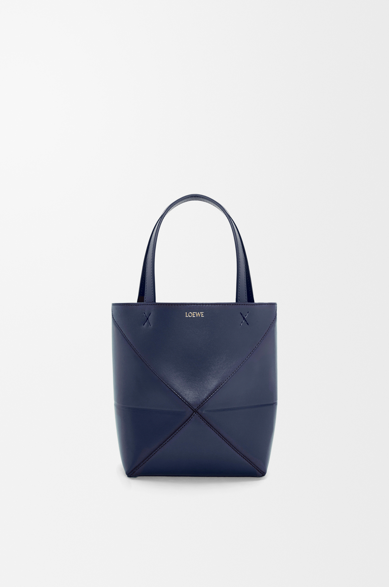 LOEWE Bolso Puzzle Fold tote mini en piel de ternera Azul Abismo