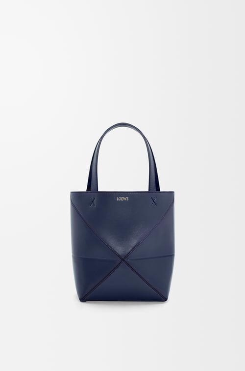 LOEWE パズルフォルドトート ミニ（シャイニーカーフ） アビスブルー