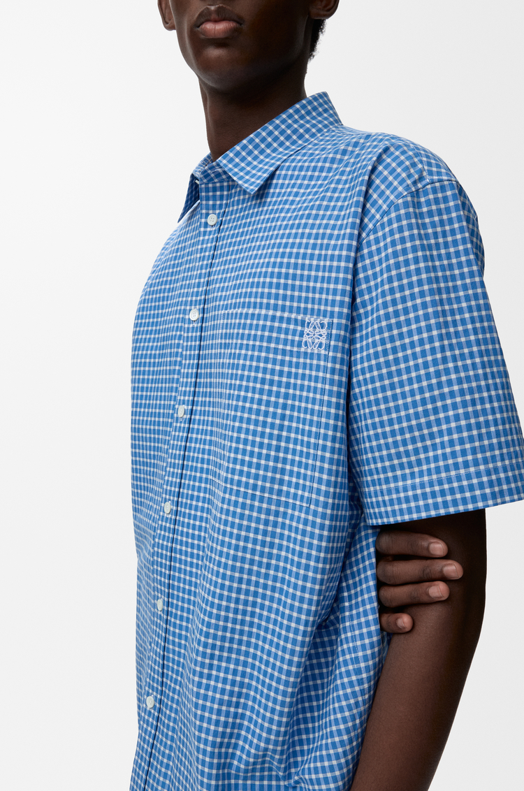 LOEWE 棉质短袖衬衫 蓝色/白色