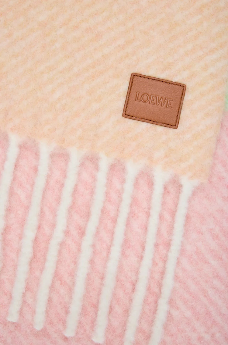 LOEWE Scarf in alpaca and wool blend Peach/Matcha/Pink