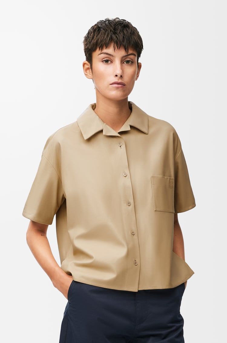 LOEWE Short sleeve shirt in nappa lambskin Vanilla