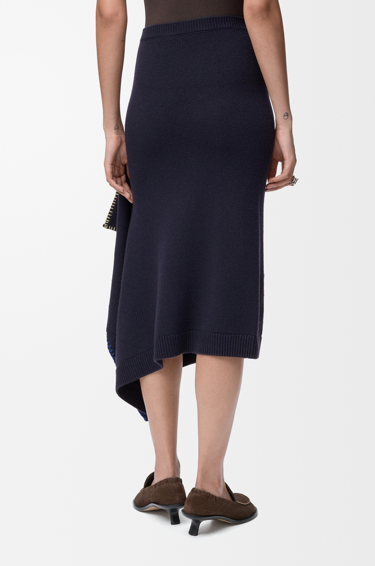 LOEWE Skirt in wool Dark Navy Blue