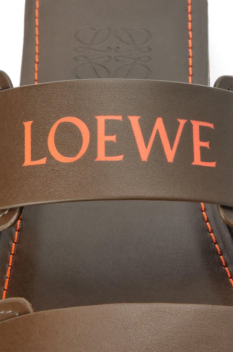LOEWE Double strap slide in calfskin Khaki Green/Orange pdp_rd