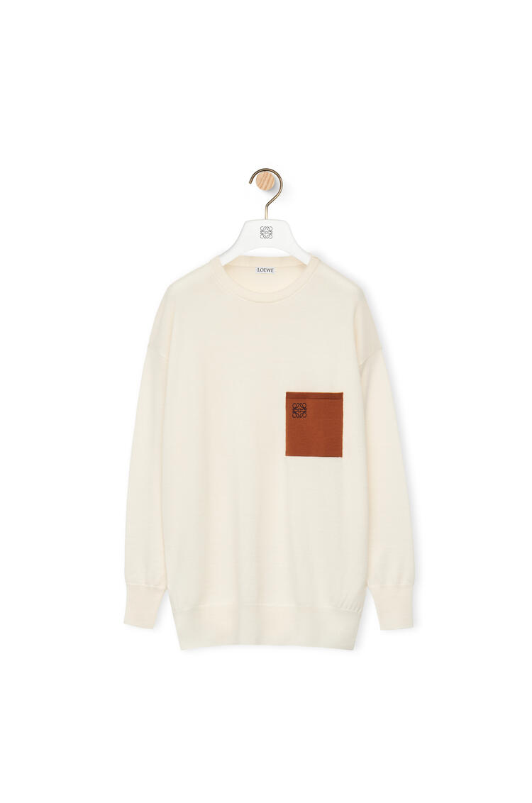 LOEWE Anagram pocket sweater in wool Ecru/Brown pdp_rd