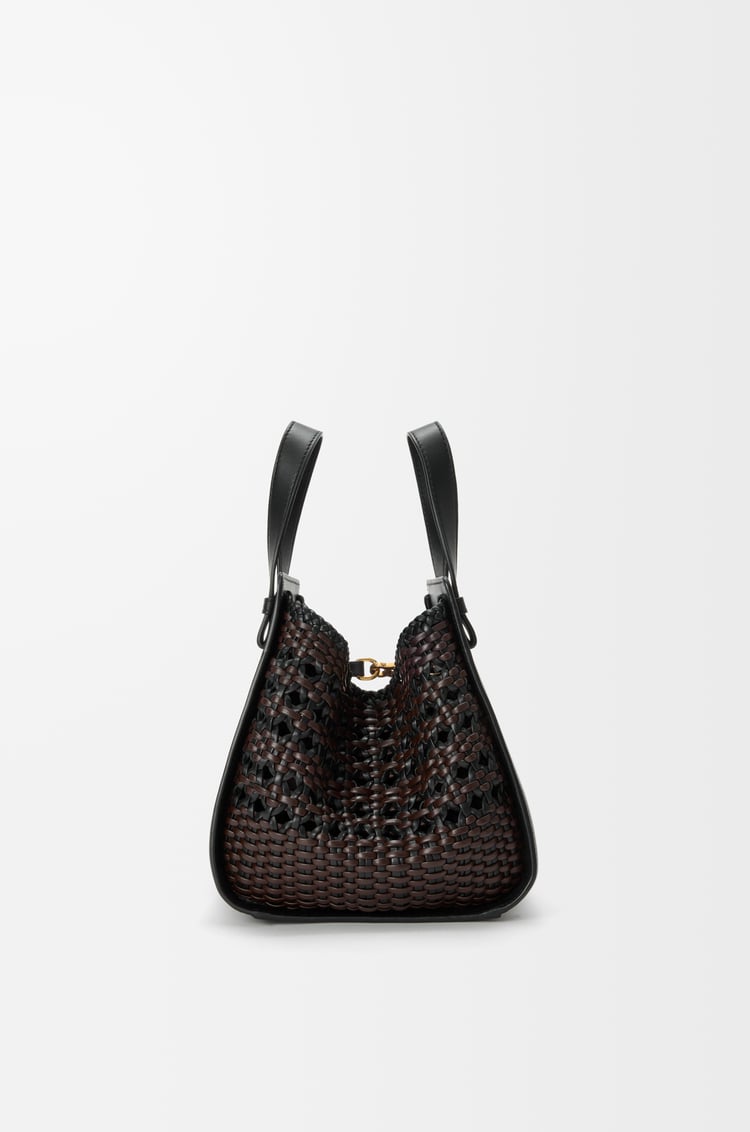 LOEWE 컴팩트 해먹 백 - 스무스 카프스킨 & 우븐 나파 카프스킨 블랙/브라운