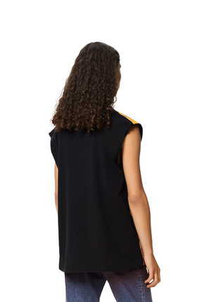 LOEWE Palm print sleeveless T-shirt in cotton Black/Multicolor