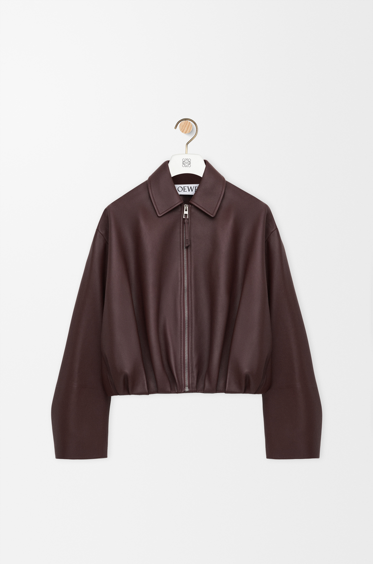 LOEWE Chaqueta drapeada en piel napa de cordero Burdeos