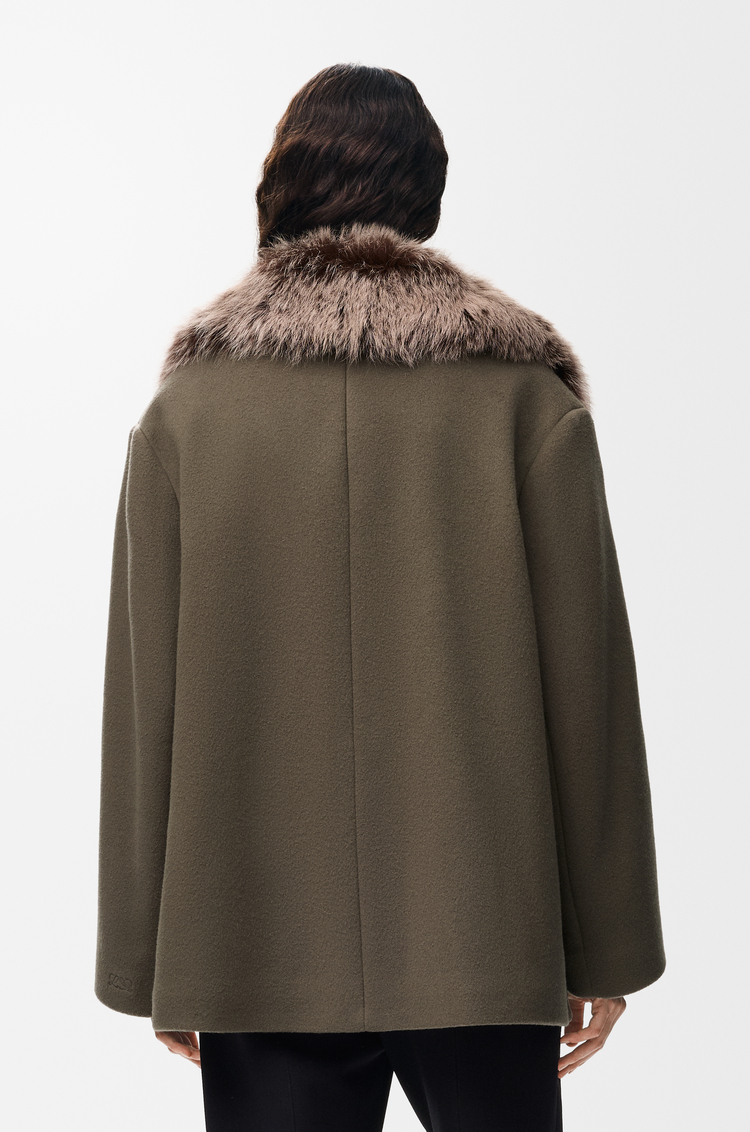LOEWE Abrigo corto en lana y cashmere Taupe Grey