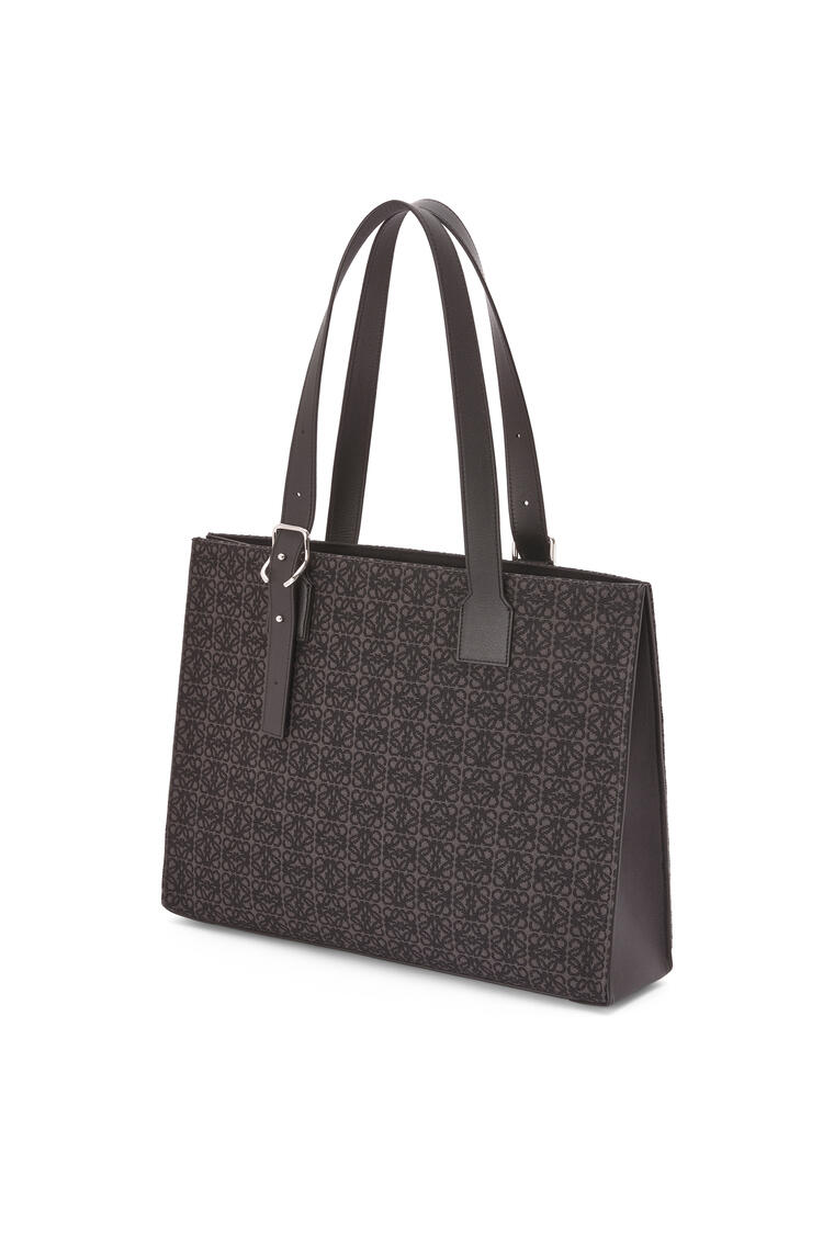 LOEWE Buckle Horizontal tote in Anagram jacquard and calfskin Anthracite/Black pdp_rd