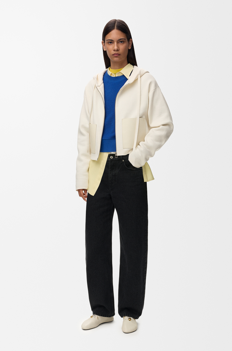 LOEWE Zip-up hoodie in wool White